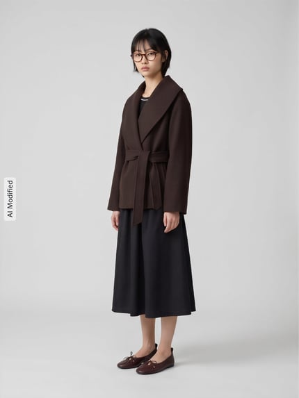 VERO MODA Regular Fit Kurzmantel mit Bindegürtel Modell 'ANNE' Schoko 1