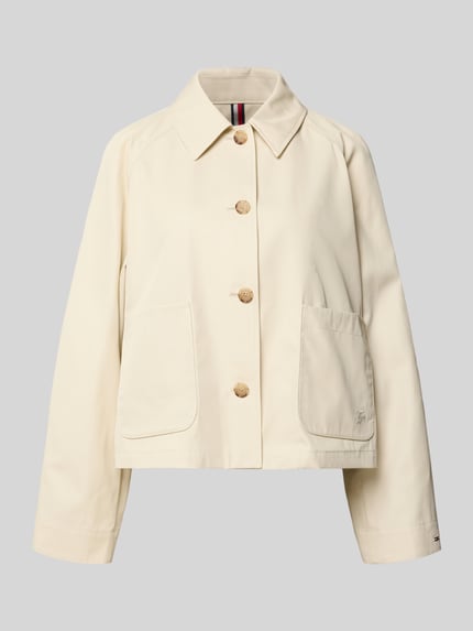 Produktfoto, Relaxed Fit Trenchcoat aus reiner Baumwolle von Tommy Hilfiger, Optik: Unifarben, Twill-Struktur, Cropped-Länge, Logo-Detail, wasserabweisend