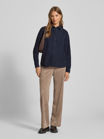 GANT Corduroy blouse met knoopsluiting Marineblauw - 1