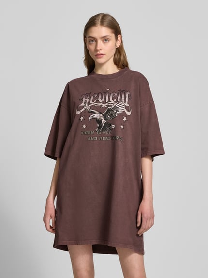 REVIEW Oversized t-shirtjurk in minilengte Donkerbruin - 4