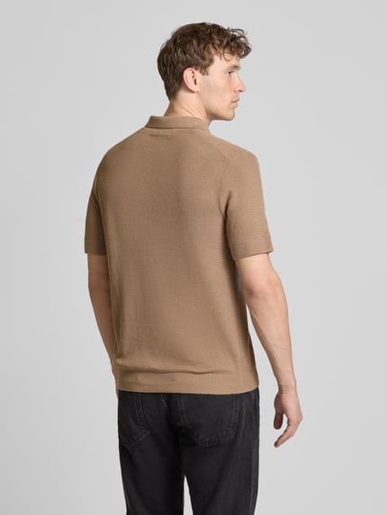 JACK & JONES Premium Regular fit poloshirt met structuurmotief, model 'COOPER' Taupe - 5