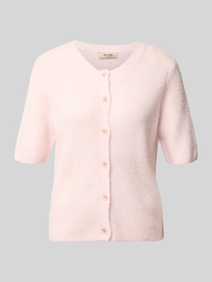 Produktfoto, Cardigan aus Woll-Mix mit 1/2-Arm Modell 'Thora' von MOS MOSH in zartem Rosa, Regular Fit, strukturierte Stricktextur.