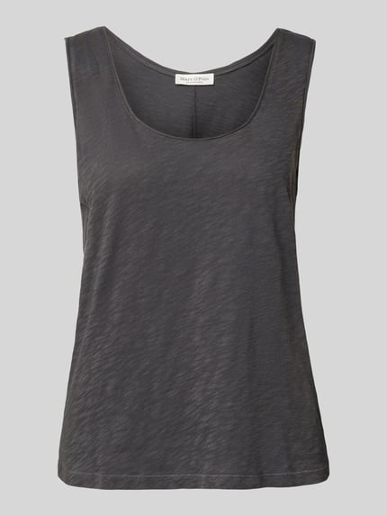Productfoto, Regular Fit Top uit pure katoen van Marc O'Polo, effen, ronde hals, mouwloos, dames top, zachte textuur, donkergrijs.