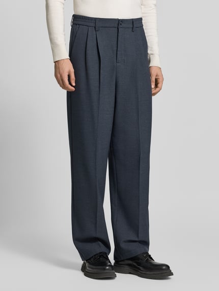 Casual Friday Regular fit bandplooibroek met elastische band model 'GRANT' Marineblauw - 4