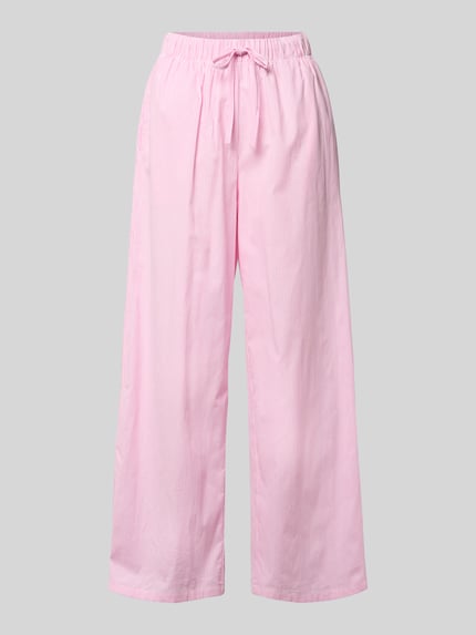 Produktfoto, Loose Fit Weite Hose aus reiner Baumwolle Modell 'AUGUSTA' von Only, rosa-weiß gestreift, Allover-Muster, elastischer Bund, Eingrifftaschen