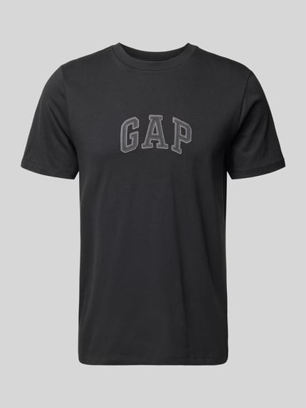 T-Shirt mit Logo-Patch und Rundhalsausschnitt Shop The Look MANNEQUINE