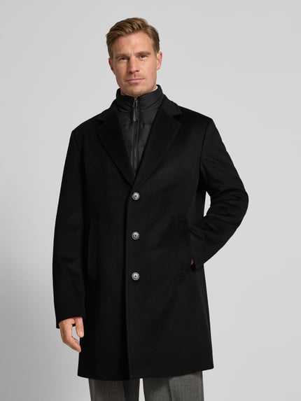 JOOP! COLLECTION Lange wollen jas in dubbele-laagjeslook, model 'Morris' Zwart - 4