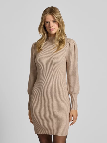 ONLY Sukienka o kroju comfort fit z dzianiny z mieszanki wiskozy model ‘KATIA’ Beżowy melanż 4