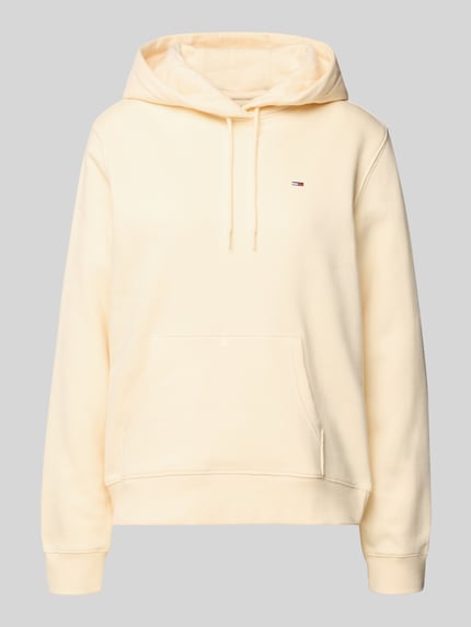 Produktfoto, Regular Fit Hoodie aus katoenmix van Tommy Jeans in look: effen met logostitching, kangoeroezak, capuchon met tunnelkoord, lange mouwen, mouwboord en rompzoom geribd, katoenmix.
