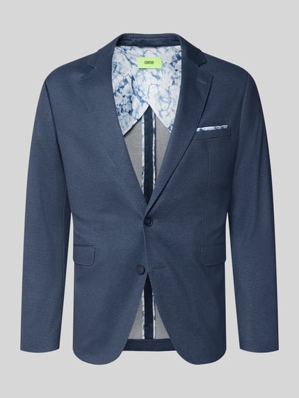 Produktfoto, Regular Fit Sakko mit Viskose-Anteil Model 'Data' van CINQUE, donkerblauw, elastische materiaalmix met viscose, Reverskraag, borstzak, klepzakken, 2-knoopsluiting, Heren