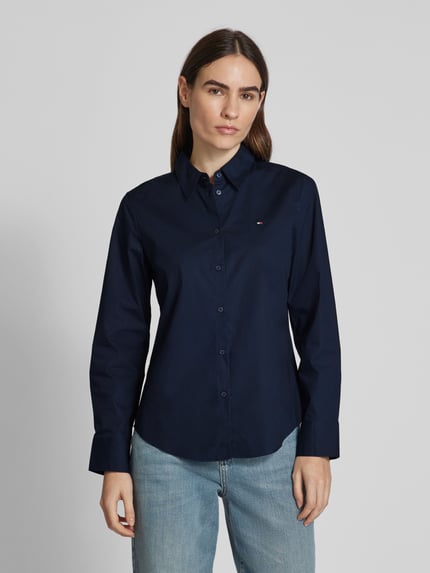 Tommy Hilfiger Bluzka koszulowa o kroju regular fit z wyhaftowanym logo Ciemnoniebieski 4