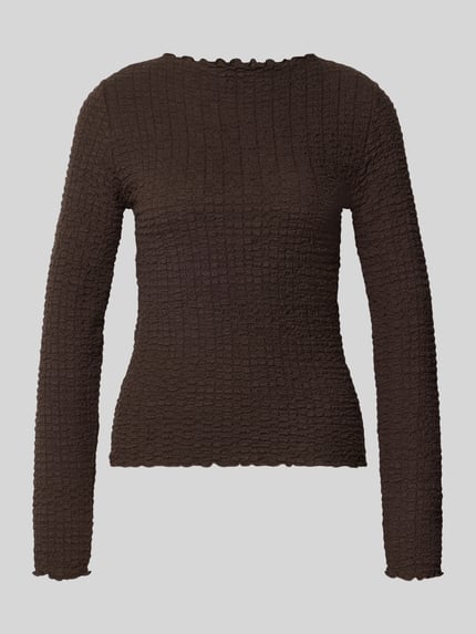 Productfoto, donkerbruin regular fit shirt met lange mouwen van katoenmix model 'ZIA' van VERO MODA, Dames, structuurtextuur