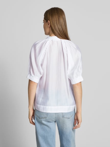 Cph Muse Regular Fit Bluse mit V-Ausschnitt und Häkelspitze Offwhite 5