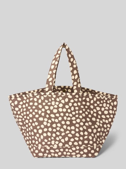 Produktfoto, shopper im allover-look model 'JUNO' van Barts van puur katoen met draaghengsels, breedte 35 cm, lengte 37 cm, diepte 35 cm, schouderriem 57 cm, bruin met beige stippen, gladde stoftextuur