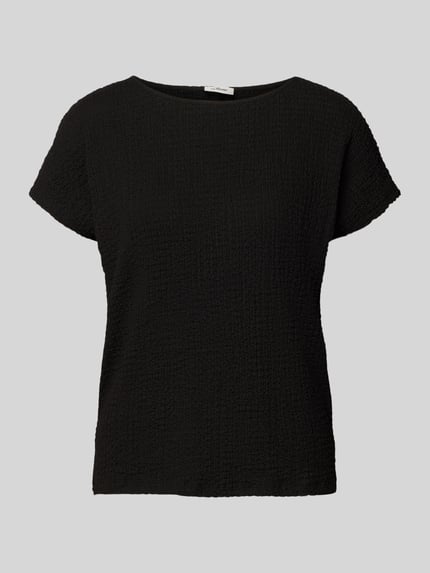 Produktfoto, Relaxed Fit T-Shirt mit Strukturmuster von s.Oliver RED LABEL in Schwarz, unifarben und crinkle, Rundhals, Kurzarm, strukturierte Oberfläche