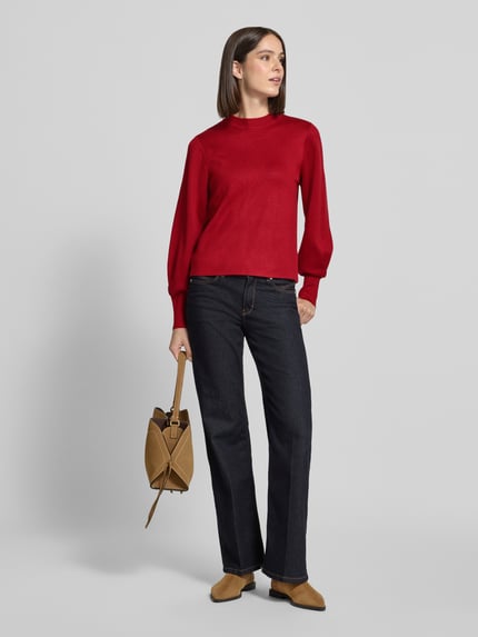 Jake*s Collection Pullover mit langen Bündchenärmeln Modell 'K106-comppleat' Kirsche 1