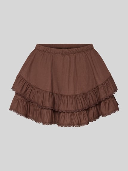 Minirock aus Viskose-Mix mit Volantsaum Modell 'Frill' Shop The Look MANNEQUINE