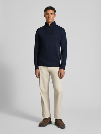 Tom Tailor Denim Bluza z kołnierzem o kroju regular fit z czystej bawełny Ciemnoniebieski 1
