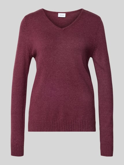 VILA Regular Fit Longsleeve aus Viskose-Mix Modell 'Viril' Pflaume 2