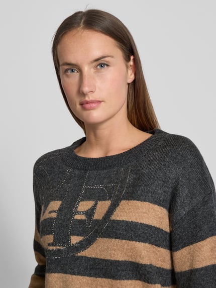 monari Gebreide pullover met ribboorden Antraciet - 3
