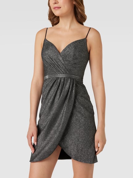 LUXUAR FASHION Sukienka koktajlowa w kopertowym stylu Czarny 4