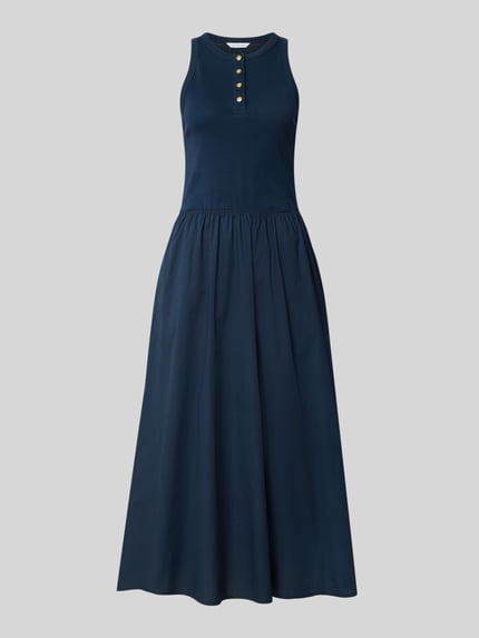 Produktfoto, A-Linie Freizeitkleid aus reiner Baumwolle von Tommy Hilfiger in Dunkelblau mit goldenen Knöpfen, schlichte glatte Oberfläche