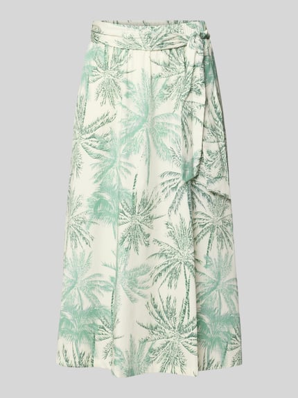 Produktfoto, Midi-Rock aus katoenmix van s.Oliver BLACK LABEL in effen kleuren met licht uitlopend model, midilengte, strikceintuur, elastisch boord en zij-steekzakken, materiaal: katoenmix