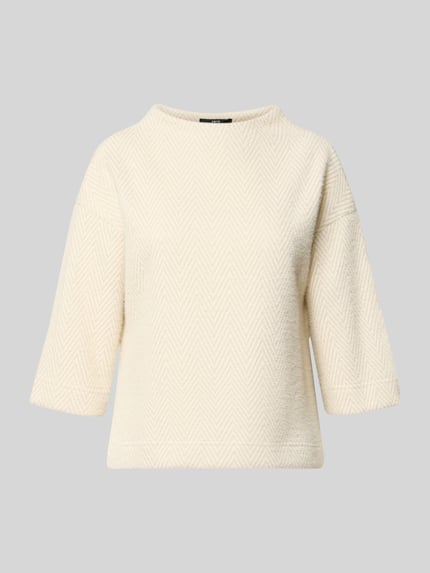 Produktfoto, Sweatshirt mit 3/4-Ärmeln von zero, unifarben creme, Longline, U-Boot-Ausschnitt, weiche Haptik, abgerundeter Rumpfabschluss
