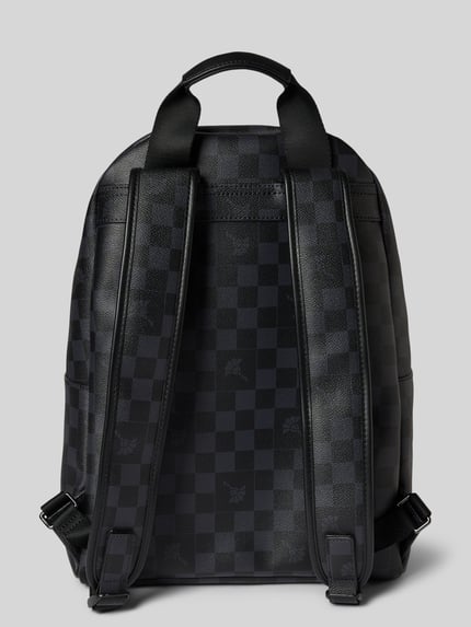 Produktfoto, Rucksack mit Logo-Print Modell 'miko' von JOOP! COLLECTION in Schwarz mit Karomuster und glatter Textur, Herren Rucksack