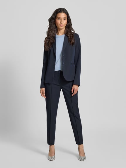 Christian Berg Woman Selection Slim fit stoffen broek met verkort model Marineblauw - 1