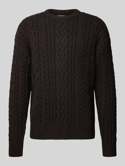 Jake*s Studio Men Strickpullover mit Zopfmuster Dunkelbraun 2