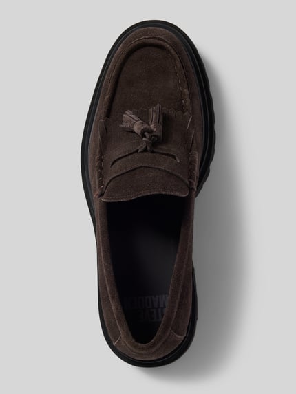 Produktfoto, Loafers aus Leder Modell 'Horst-O' von Steve Madden, braunes Echtleder, abgerundete Spitze, strukturierte Oberfläche