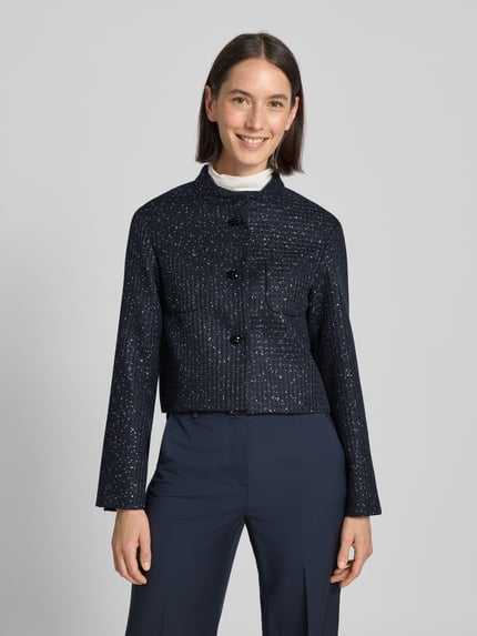 Max Mara Studio Regular fit korte blazer van katoenmix, model 'OUMO' Marineblauw - 4