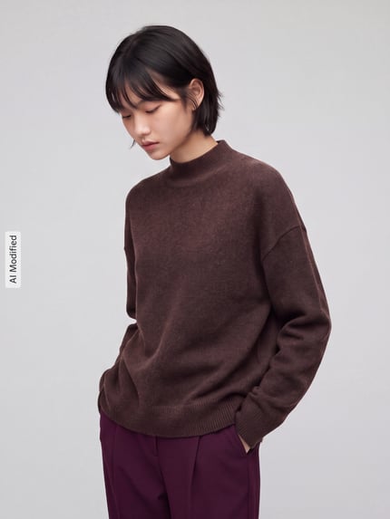 Marc O'Polo DENIM Regular Fit Turtleneck-Pullover aus Schurwoll-Mix Dunkelbraun 4