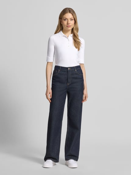 Christian Berg Woman Slim Fit Poloshirt mit Knopfleiste und 1/2-Arm Weiss 1