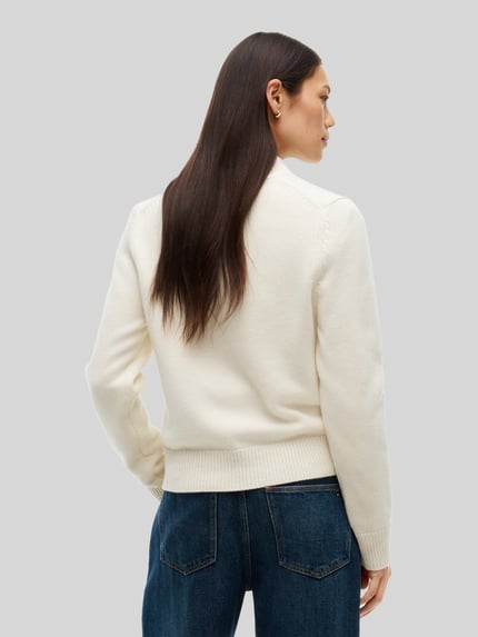 Tommy Hilfiger Pullover aus Wolle Kaschmir mit Logo-Intarsie Offwhite 5