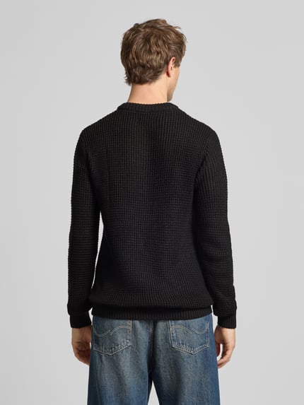 JACK & JONES Gebreide pullover met ribboorden, model 'LINK' Zwart - 5