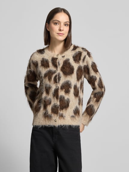 FREE/QUENT Strickjacke im Allover-Look Modell 'Lippi' Dunkelbraun Melange 4