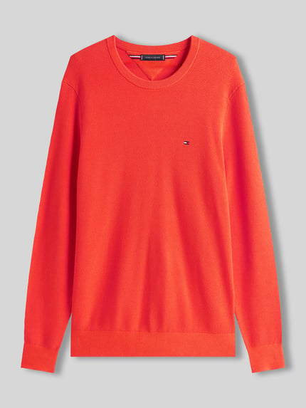Tommy Hilfiger regular fit gebreide pullover van puur katoen Oranje - 2