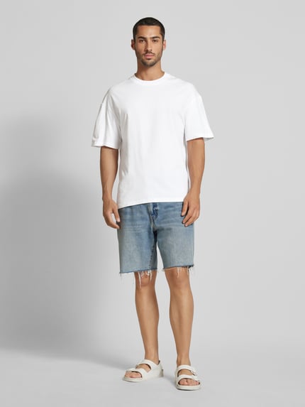 JACK & JONES T-Shirt mit geripptem Rundhalsausschnitt Modell 'BRADLEY' Weiss 1