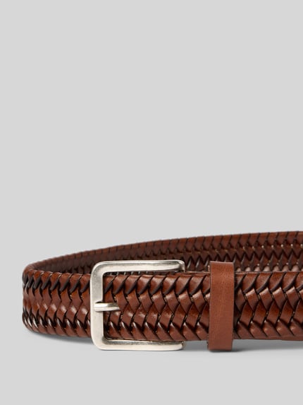 Produktfoto, Flexibler Flechtgürtel mit Dornschließe von Lloyd Men's Belts, braune Flecht-Optik, klassische Form, Breite 3 cm