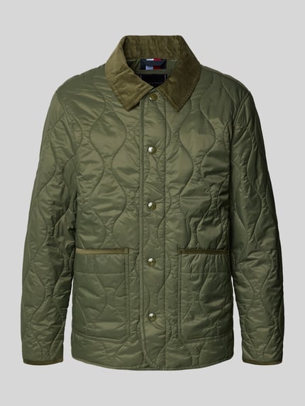 Tommy Hilfiger Regular fit gewatteerd jack met corduroy kraag Olijfgroen - 2