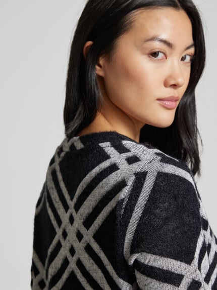 Street One Sweter z dzianiny z prążkowanym, okrągłym dekoltem Czarny 3