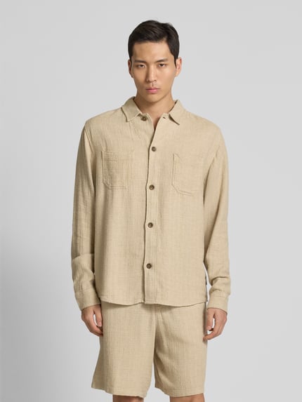 Les Deux Regular Fit Hemdjacke aus Viskose-Leinen-Mix Modell 'Hamilton' Sand 4