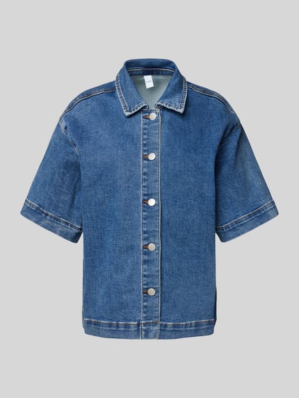 YAS Bluzka jeansowa o kroju regular fit z rękawem o dł. 1/2 model ‘DOLMA’ Jeansowy niebieski 2