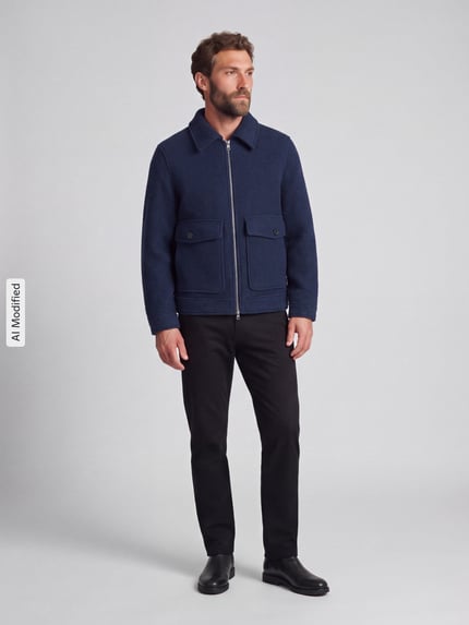 Selected Hemdjacke mit Zweiwege Reißverschluss Marine 1