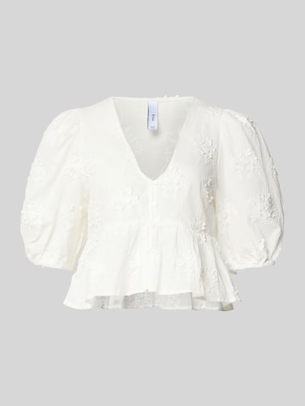 MANGO Cropped Blusenshirt mit V-Ausschnitt Offwhite 2