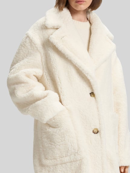 BOSS Orange Regular fit lange jas van teddybont met grote zakken, model 'CATEDY' Wit - 6