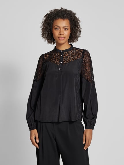 FREE/QUENT Regular Fit Bluse mit Häkelspitze Modell 'VIALU' Black 4