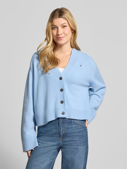 Tommy Hilfiger Relaxed Fit Strickjacke aus reiner Wolle Hellblau 4